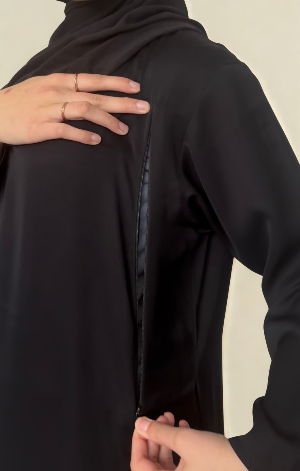 Nida Nursing Abaya/Slip Dress - Black